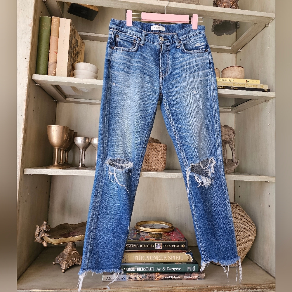 MOUSSY VINTAGE Howa distressed cropped raw hem Jeans - Picture 4 of 10